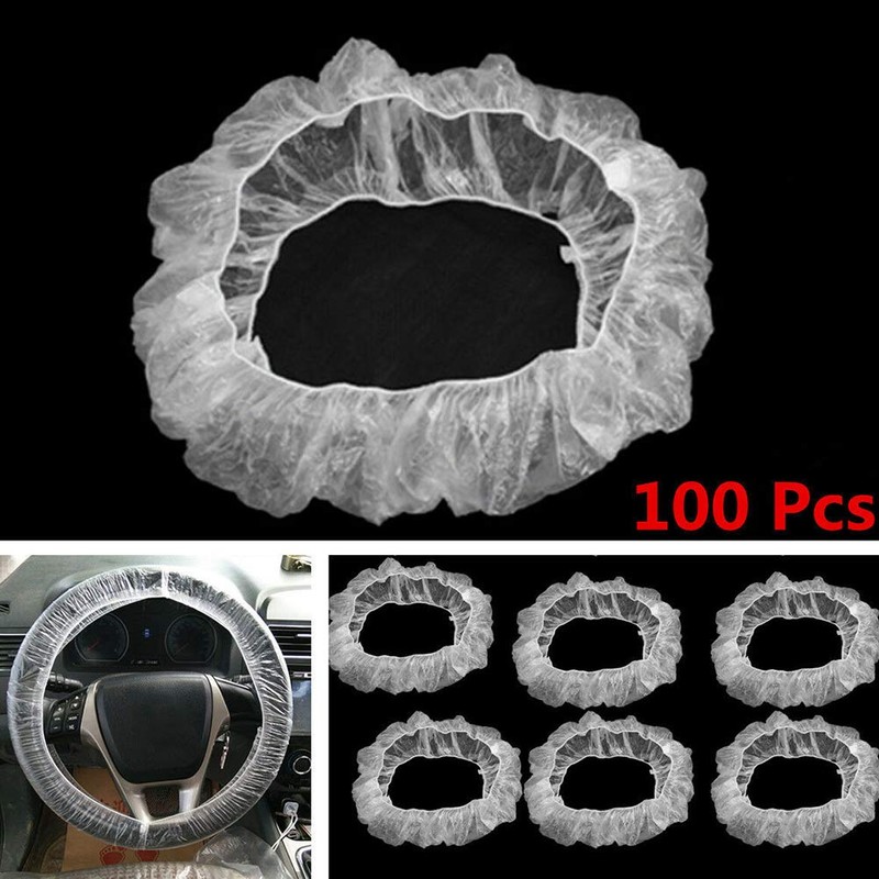 Aramox 100pcs Disposable Plastic Steering Wheel Cover/White Plastic Steering-Wheel Cover
