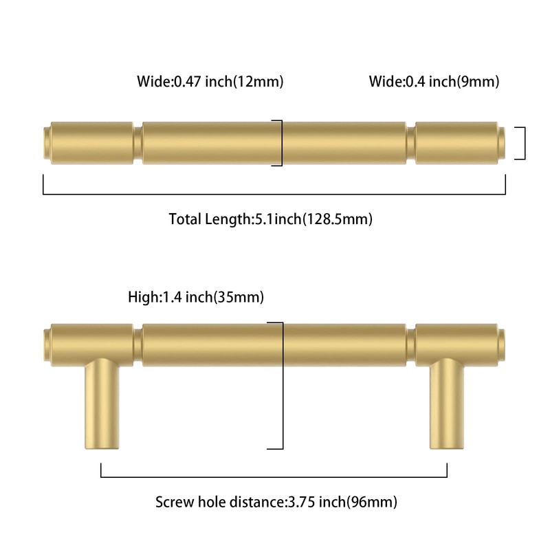 Amerdeco 10 Pack Gold Cabinet Pulls 96mm Hole Center Cabinet