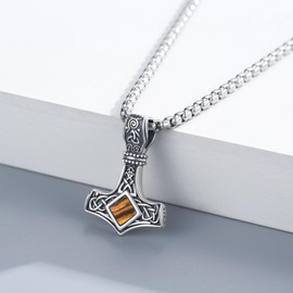 ZIPPICE Thor's Hammer Necklace 925 Sterling Silver Viking Celtic Knot Mjölnir Pendant Nordic Viking Necklace Unisex Jewellery, Sterling Silver