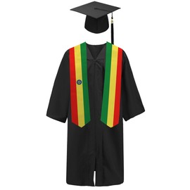 SNUWITH Ethiopia Flag Graduation Sash/Stole/Scarf 180X13CM Double Sided for Study Aboard International Students Graduation Decoration Item Gift