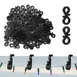 ANGIX 25 x S Shaped Gutter Hooks, Weatherproof & Reusable Mini Plastic Gutter Hanging Hooks/Clips Hangers for Outdoor Rope Christmas Xmas Icicle Fairy String Lights Decorations - Black