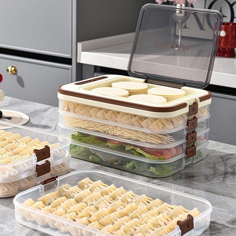 Ahathyw 4 Layers Dumplings Storage with Dumpling Maker & Spoon