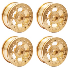 HOPLEX Brass 0.7 Wheels Rims Wheel for AXIAL SCX30 Ford Bronco 4X4 SCX30 Jeep Wrangler JLU 4X4 RC Crawler Car Upgrade Parts (6 Holes)