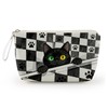 Livel lhood 異瞳黒猫プリント 化粧ポーチ コンパクト収納 リストストラップ付 猫好きへのギフト 小物整理袋 チェッカー柄猫イラスト メイクポーチ