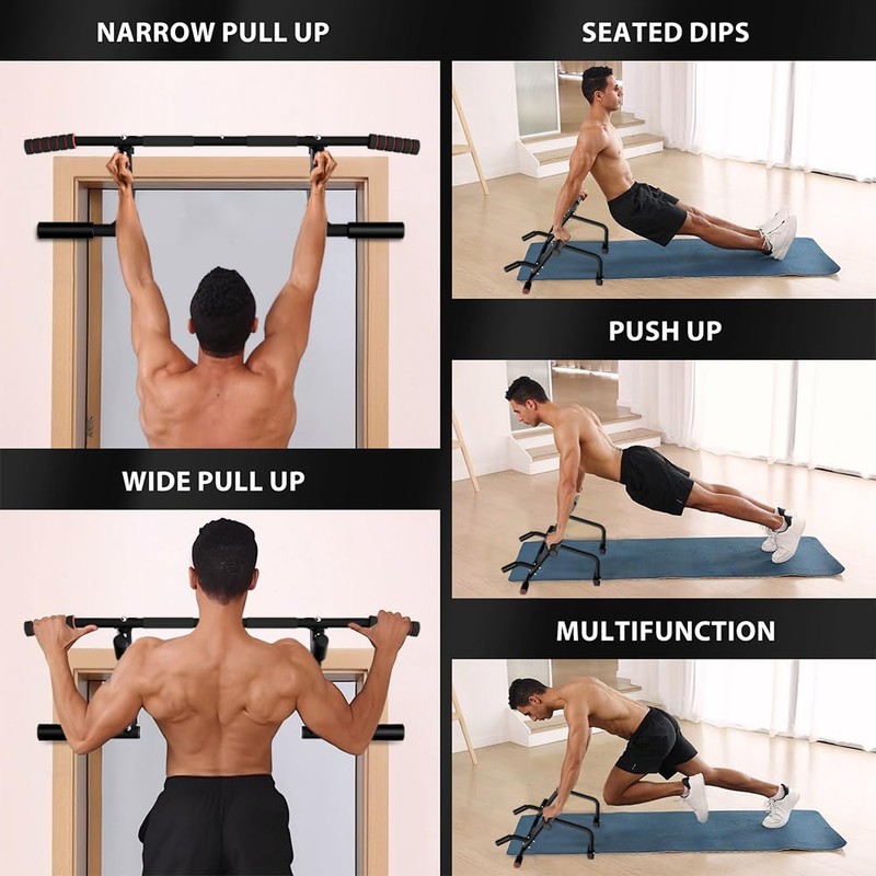 ONETWOFIT 2025 Upgrade Multi-Grip Pull Up Bar for Doorway -