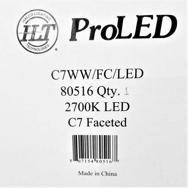 Halco Lighting Technologies Proled C7WW/FC/LED 80516 Led C7 Clear Faceted