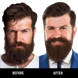 Heated Ionic Hair Straightening Brush for Men - 5 Temperature Settings, Anti-Scald, Beard Shaper & Travel Bag