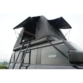 Telescopic Ladder with Hooks for Roof Tent, 30 inch Aluminum Folding Extension Ladder, Non-Slip, Black