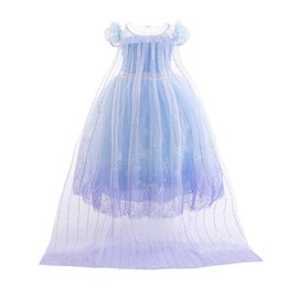 Lito Angels Snow Queen Elsa Ice Princess Sequin Fancy Dress Up Costume for Little Kids Girls Age 4-5 Years, Blue