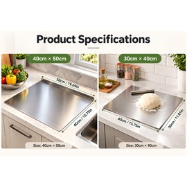 Stainless Steel Cutting Board for Kitchen Prep – Anti-Slip Edge & Drip Rim for Meat, Vegetables, Baking & Daily Cooking