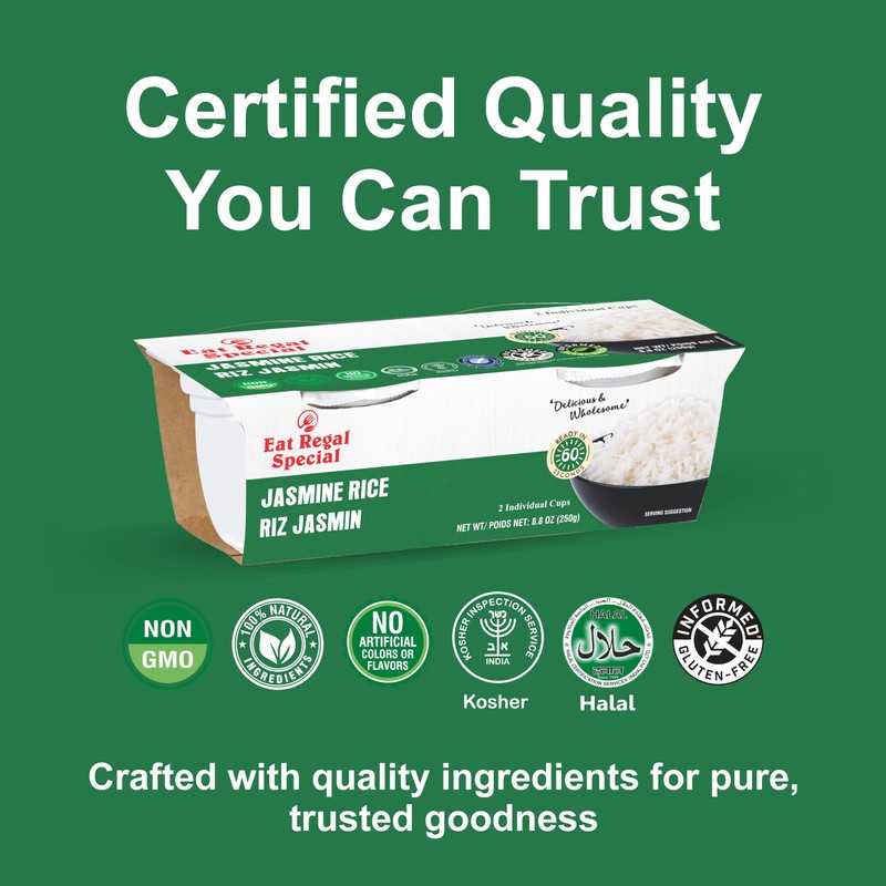 Eat Regal Jasmine Rice Cups, Delicately Fragrant & Always Fluffy,