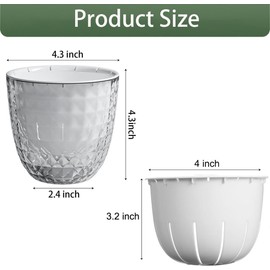XKYQSY 2 Pack 4 inch Self Watering Plants Pots Planters for Indoor Plants, African Violets Pots with Drainage Holes and Tray, Modern Plastic Flower Nursery Pots for Succulents,Herbs,Cactus