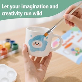 Keramik Bemalen Set mit Tassen zum Bemalen für Erwachsene, Tassen Bemalen Set enthält Pinsel, Farben und Anleitung zum Malen, Bastelset Erwachsene, Kreatives Geschenk für Kinder