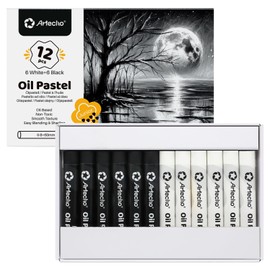 Artecho Set di 12 gessetti a olio (8 x 60 mm), bianco e nero