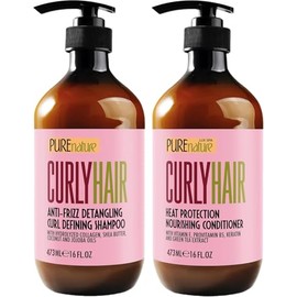 Curly Hair Shampoo and Conditioner Set - Sulfate Free and Color Safe - For Wavy, Frizzy, Fine, Black and Permed Styles - Moisturizing for Men and Wome
