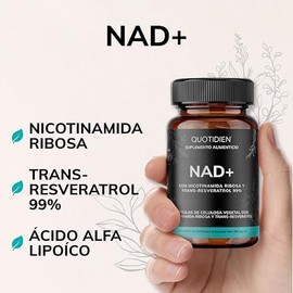 NAD+ | NR Nicotinamida Ribosa con Trans-Resveratrol 99%, Ácido Alfa Lipoíco, Extracto de Quercetina | Calidad Quotidien | 1 mes