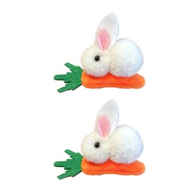 Easter Hair Clip for Women White Rabbit Carrot Claw Clips Cute White Rabbit Hair Barrettes Strong Hold Bunny Hair Accessories Easter Party Favors Gift 2PCS