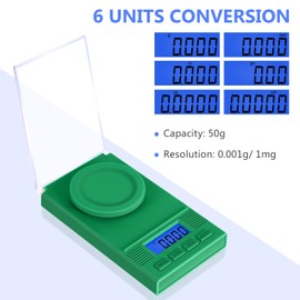 Fuzion Milligram Scale 50g/ 0.001g, Portable mg Scale with LCD Backlit, Tare, Digital Jewelry Scale, Microgram Scale for Powder, Gold, Gem, Reloading, Batteries Included