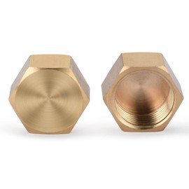 nutmanel Brass Cap 3/8 Inch Female Thread, Brass Blanking Plug IG, Pipe Cap End Cap Made of Brass for Pipe Connection