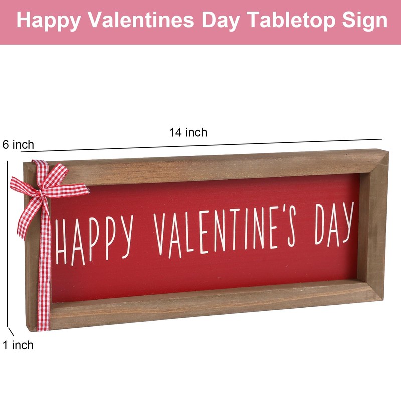 Valentines Day Decorations-Happy Valentines Day Tabletop Sign -Wooden Farmhouse Sign