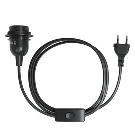 E27 Lamp Socket with 3.5 m / 5 m Cable, Switch, Screw Ring for Lampshade and Power Plug