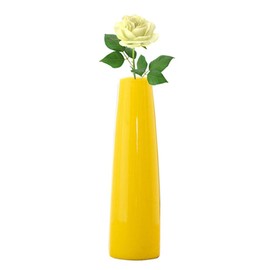 16CM/6.3Inch Tall Yellow Ceramic Bud Vase Conic Single Stem Vase Small Bud Decorative Floral Centerpiece for Home Wedding Office Decor (Flowers not Included)