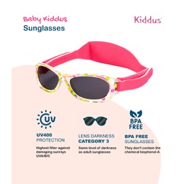 Kiddus Baby Sunglasses for Boys and Girls Aged 0 Months to 2 Years, 100% UV Protection, Super Comfortable with Adjustable, Soft Strap The ideal baby gift. -