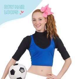 Large Pink Cheer Bows - Cheerleaders Hair Accessories, Softball Elastic Ponytail Holders for Teen Girls, College Sports, School Cheerleading, 8 Inch, 2 Pcs