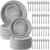 Jingmore 180 Pcs Medieval Party Supplies Disposable Pewter Paper Plates