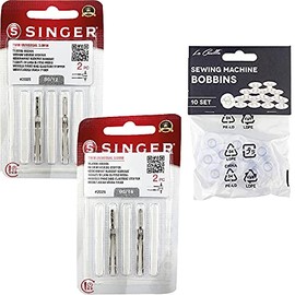 Pack of 4 Double Needles for Singer Sewing Machines 2025, Thickness 80/12 and 90/14, 3 mm, Universal, 130/705 H (Single Side Flat Heel), Twin Needles