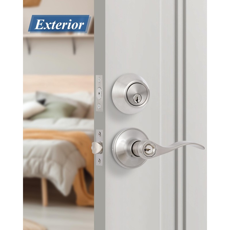 (2 Pack) Keyed Alike Front Door Lever Lockset with Single