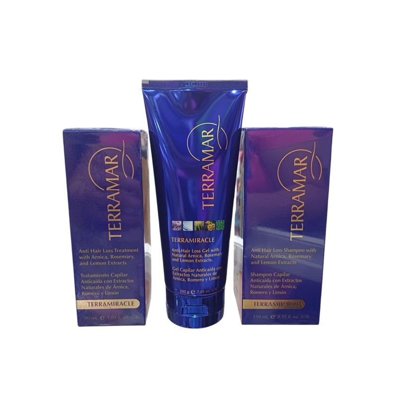 Terramar TerraMiracle, Set Anticaída con Champú, Gel y Tratamiento, con