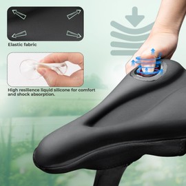 ROCKBROS Gel Saddle Cover Bicycle Saddle Gel Cover Padded Bicycle Seat with Waterproof Saddle Protector for Men and Women 28 cm x 17.5 cm Red