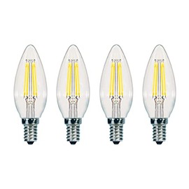 Satco S9961/04 C11 Decorative LED Filament Light Bulb, 60W-Replacement, 5.5W, 3000K, 4-Pack