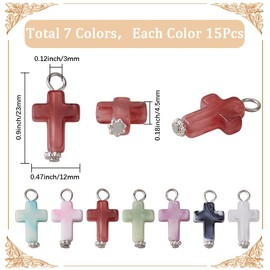 SUNNYCLUE 1 Box 105Pcs 7 Colors Acrylic Cross Charms Easter Cross Charms Opaque Rossary Imitation Gemstone Plastic Dangle Beads for Jewelry Making Keychain DIY Crafts Necklace Earring Women Adults