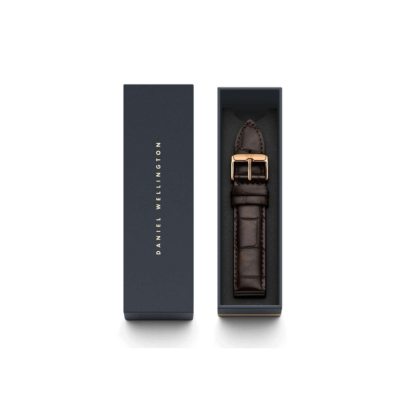 Daniel Wellington York Rose Men's Brown Leather Buckle Watch Strap