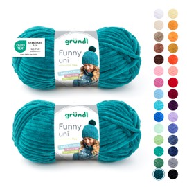 Gründl Funny Plain Soft Chenille Wool for Crocheting, Chenille Yarn Made of 100% Polyester, 2 Balls (100 g / 120 m, Needle Size: 5-6), Petrol