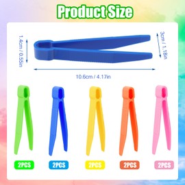 Pack of 10 Children's Plastic Tweezers Colourful Plastic Tweezers Children's Tweezers with Flat Head Tweezers for Ironing Beads Children Flat Tip Tweezers for Children Montessori Toy