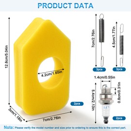 VooGenzek 10 PCS Lawn Mower Service Kit, Spark Plug L7T, 698369 Foam Air Filter, Governor Springs 692211 691859, Compatible with Briggs & Stratton 4216 5088 5099 MTD 490-200-0011