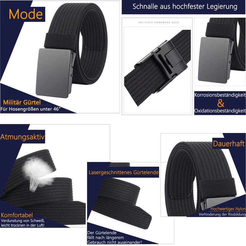 LionVII Belt for Men with Metal Buckle, Work Belt, Adjustable