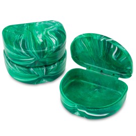 Practicon Marble Retainer Cases, Orthodontic Aligner Case, Mouth Guard Holder (3 Pack) (Forest Green)