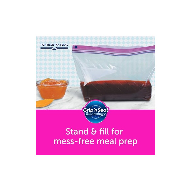 Ziploc® Marinade Bags, Mess free meal prep, 8 cups, 24