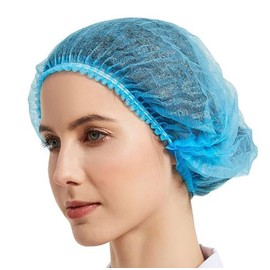 Comforty Pack of 100 Disposable Blue Elastic Head Covers for Workshop Workers, Chefs, Laboratories, Hospitals, Dustproof Thickened Hats