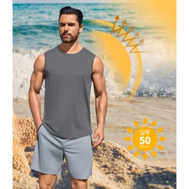 Men's Gym Tank Top Quick Dry 3 Pack UPF 50+ Sleeveless Workout Shirts Summer Sun Protection Running Tank Tops