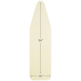 TIVIT Ironing Board Cover 15 x 54 Standard Chemical Free Eco-Friendly Padded Covers - Unbleached, Untreated Natural Cotton & Wool Pad - 2 Layer, 3 Fastener Straps, Pull Bungee Cord - Made in Italy