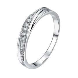 Rockyu Jewelry Brand, Women's Ring, Pink Gold, White Gold, Titanium, Blue, Turquoise, Thin, Zirconia, cubic-zirconia