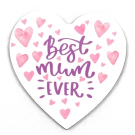 Best Mum Ever Heart-shaped Novelty Coaster - Feel Good Message - Unique Birthday Gift - Made in UK