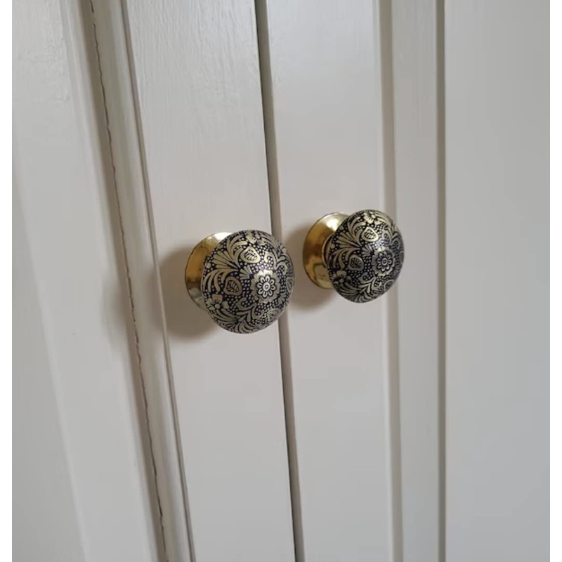 Moroccan Blue & Gold Round Drawer Knob Cupboard Pull Drawer