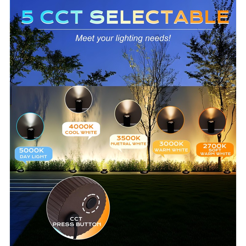 [6 Pack]CLOUDY BAY 9W Low Voltage Landscape Lights,LED Well Lights,Grated