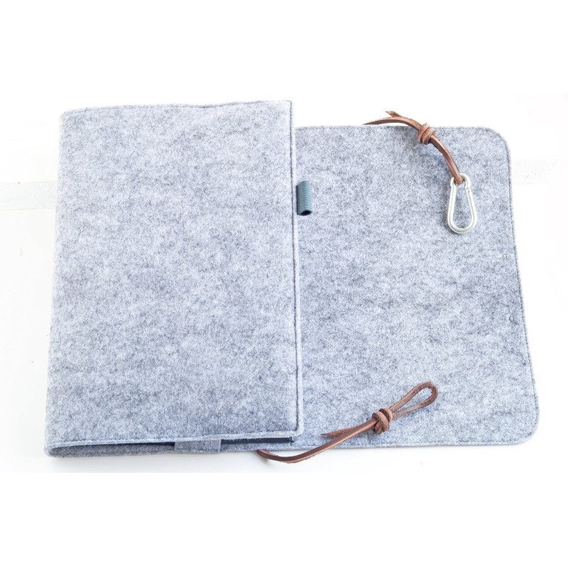 Calendar, A5 notebook, grey, felt leather book cover, retro vintage
